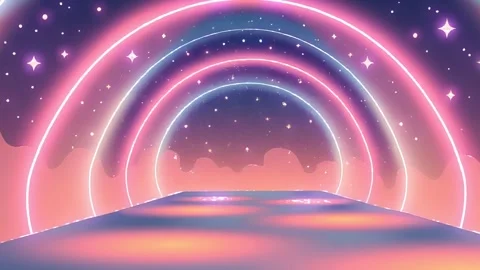 Stars Neon Lights Platform Background Video Video stock 303256157