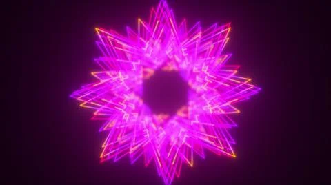 Stars neon splines, computer generated. 3d rendering glowing background Stock-Illustration