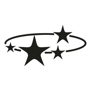 Stars orbiting head symbolizing dizziness and confusion icon Stock Illustration