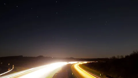 Stars over highway Stock Footage