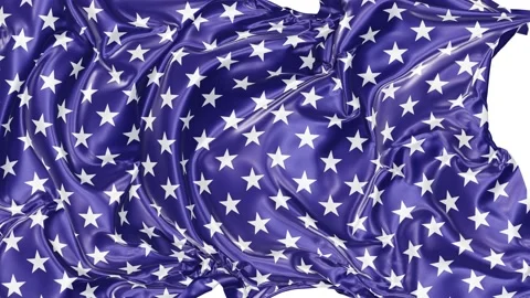 Stars pattern blue cloth fly away opener 3D animation with alpha Video stock 157436972