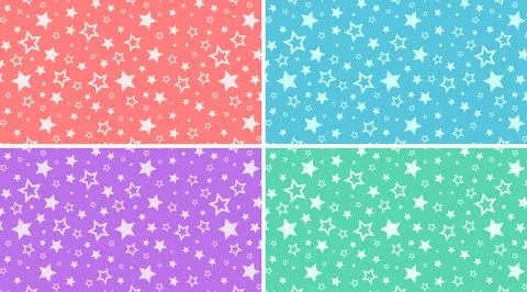 Stars Pattern Colorful Background Set Stock Illustration