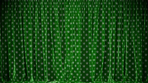Stars pattern green fishnet curtain 3D animation with alpha Stock Footage 158847480