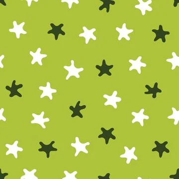 Stars pattern. Seamless vector illustration. Green and white elements on a light イラスト素材