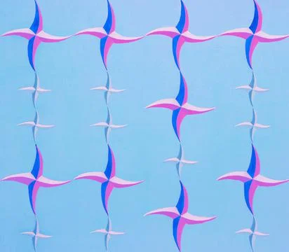 Stars pattern texture mesh illustration. Hand drawn painting in blue and pink. Stock Illustration