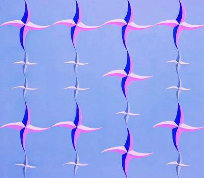 Stars pattern texture mesh illustration. Hand drawn painting in blue and pink. Stock Illustration