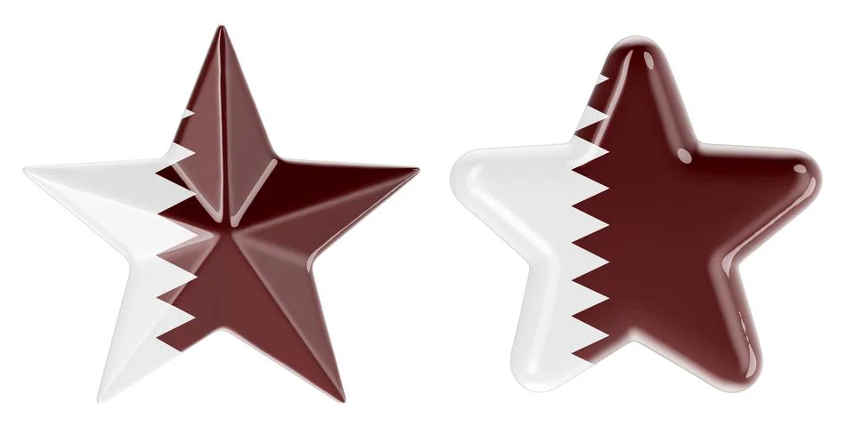 Stars with Qatari flag, 3D rendering Stock Illustration