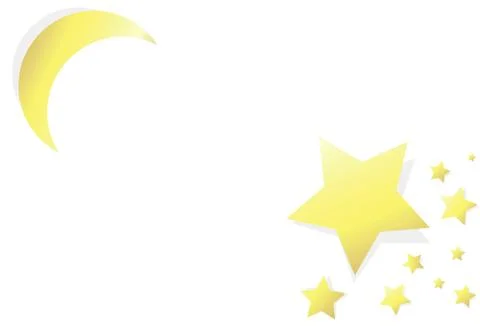 Stars scatter and moon eclipse paper art, white abstract background Stock Illustration