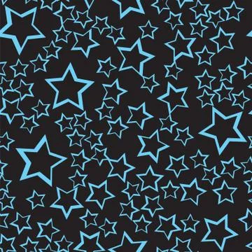 Stars seamless pattern. Blue star on dark background abstract wallpaper Stock Illustration