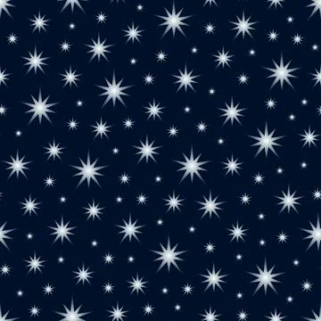 Stars seamless pattern on dark blue background Stockillustratie