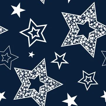 Stars seamless pattern. Design for fabric, wrapping paper, background, wallpa Stock Illustration