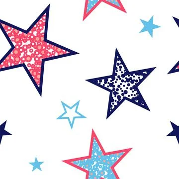 Stars seamless pattern. Design for fabric, wrapping paper, background, wallpa Stock Illustration