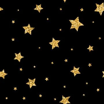 Stars seamless pattern gold Stock Illustration
