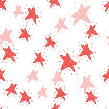 Stars seamless pattern. Hand drawn background space. 스톡 일러스트
