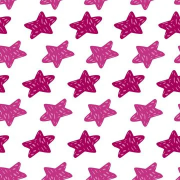 Stars seamless pattern. Hand drawn background celebration. 스톡 일러스트
