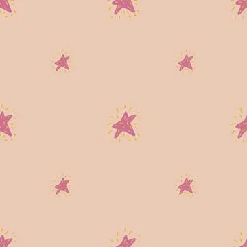 Stars seamless pattern. Hand drawn background space. Illustrazione stock