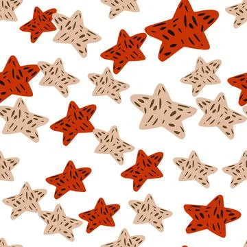 Stars seamless pattern. Hand drawn background celebration. 库存插图