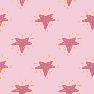 Stars seamless pattern. Hand drawn background space. イラスト素材