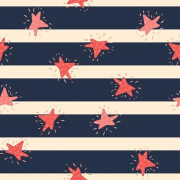 Stars seamless pattern. Hand drawn background space. Illustrazione stock