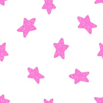 Stars seamless pattern. Hand drawn background celebration. 스톡 일러스트