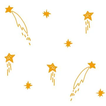 Stars seamless pattern. Shooting Star. Hand Drawn Simple Starry Sky Print for Illustrazione stock