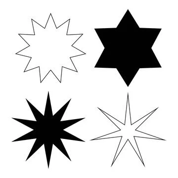 Stars set icons featuring various sparkle and twinkle star shapes Stock Illustration