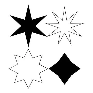 Stars set icons featuring various sparkle and twinkle star shapes Stock Illustration