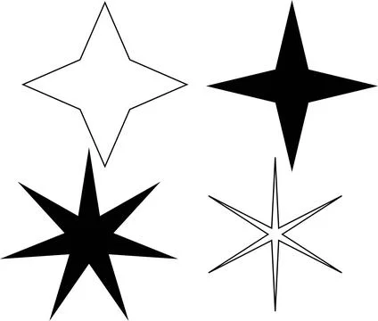 Stars set icons featuring various sparkle and twinkle star shapes Stock Illustration