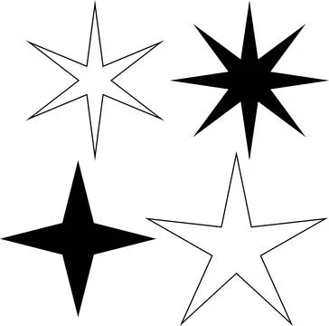 Stars set icons featuring various sparkle and twinkle star shapes Stock Illustration