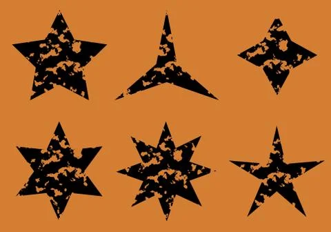 Stars set on orange background. Stock Illustration
