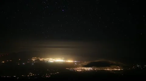 Stars Setting On Kahului, Maui, from High Altitude Time Lapse Stock Footage