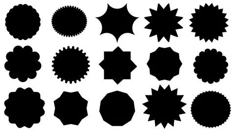 Stars shape with different number of rays, special offer price tag Stock Illustration