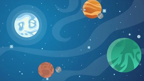 stars in space with animated cartoon obj... | Stock Video | Pond5