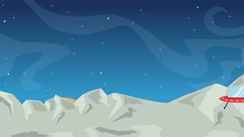Stars in space with animated cartoon objects on blue background Stock Footage 90107123