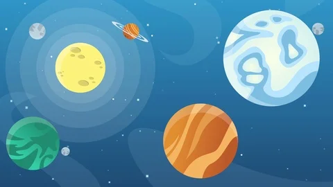 Animated Cartoon Space Earth Planet System Solar Stock Footage ...