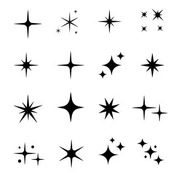 Stars Vector Icon Set Simple Decorative Star Shapes EPS Stock Illustration