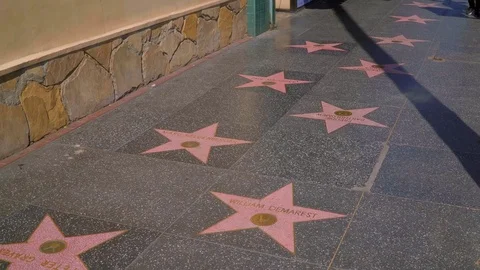 The stars on the Walk of Fame in Hollywood Stock Footage
