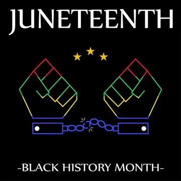 Stars with white caption for juneteenth; Stock Illustration