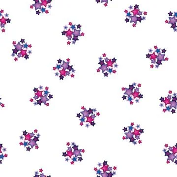 Stars on white pattern background. Multicolored magic stars on seamless pattern. Stock Illustration