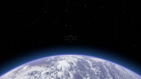 Starship fleet in space Stock Footage 132189981