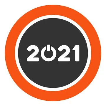 Start 2021 Round Button Raster Flat Icon Illustrazione stock
