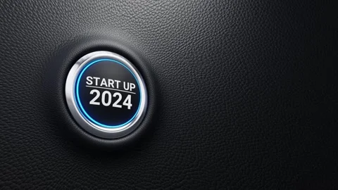 Start Up 2024 push button. Business strategy or opportunity. 3d loop animation Video stock 263643690