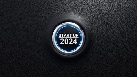 Start Up 2024 push button. Planning, start, business strategy. 3d illustration Stock Illustration