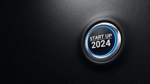 Start Up 2024 push button. Planning, career, business strategy. 3d illustration Stock Illustration