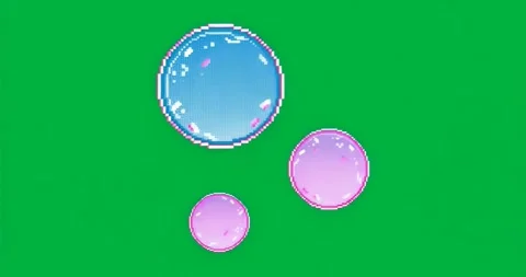 At start 3 pixel circles appearing on transparent bg glowing shifting colors for Vídeos de archivo 317362833