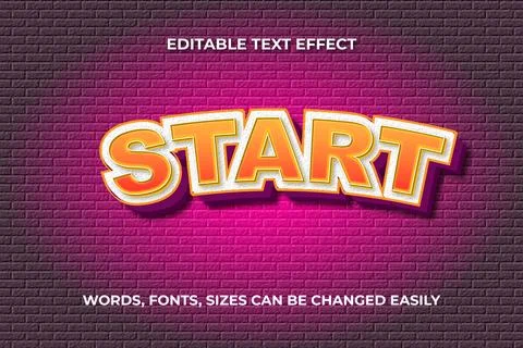 Start 3d editable text effect Illustrazione stock