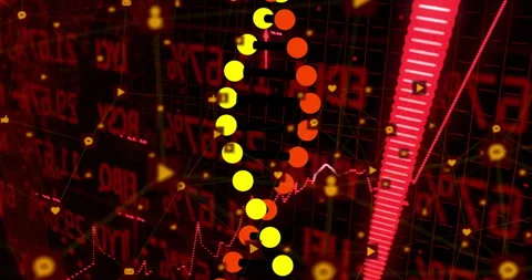 On start 3D helix twisting, tilting as social icons pulsing and arrow emerging Stock Footage 311915857