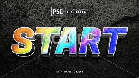 Start 3d text effect editable PSD Template