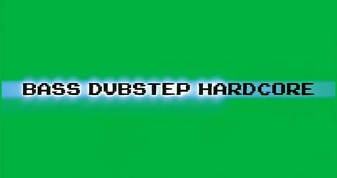 On start 8-bit BASS DUBSTEP HARDCORE emerging on transparent BG, neon blue band Stock Footage 317362873