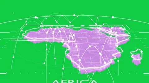 On start Africa map pulsing, arcs forming, showing cyber-defence grid, camera Stock Footage 337549735